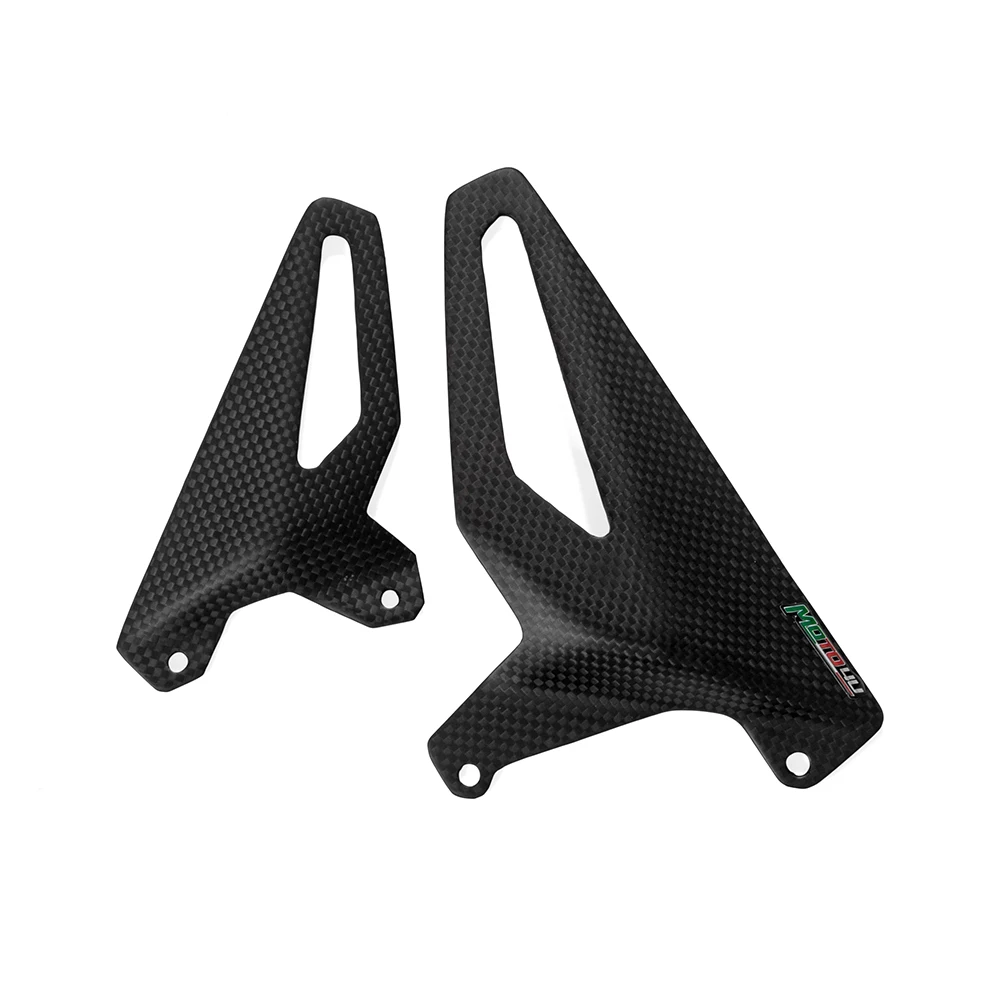 For Ducati Panigale V4 Gloss/Matt Carbon Fiber Motorcycle Heel Guard Rearset Plate Foot Peg Protector