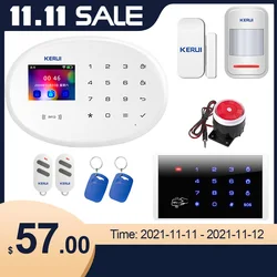 KERUI Tuya W20 4G Home Security WIFI GSM Alarm System Home Wireless APP Remote Control 2.4 Inch Screen Burglar Alarm