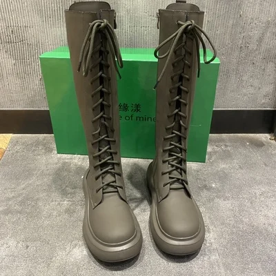 

Women's thick-soled boots women for fall winter 2021 lace-up platform high cowboy boots wildly thin knee knight botas de mujer