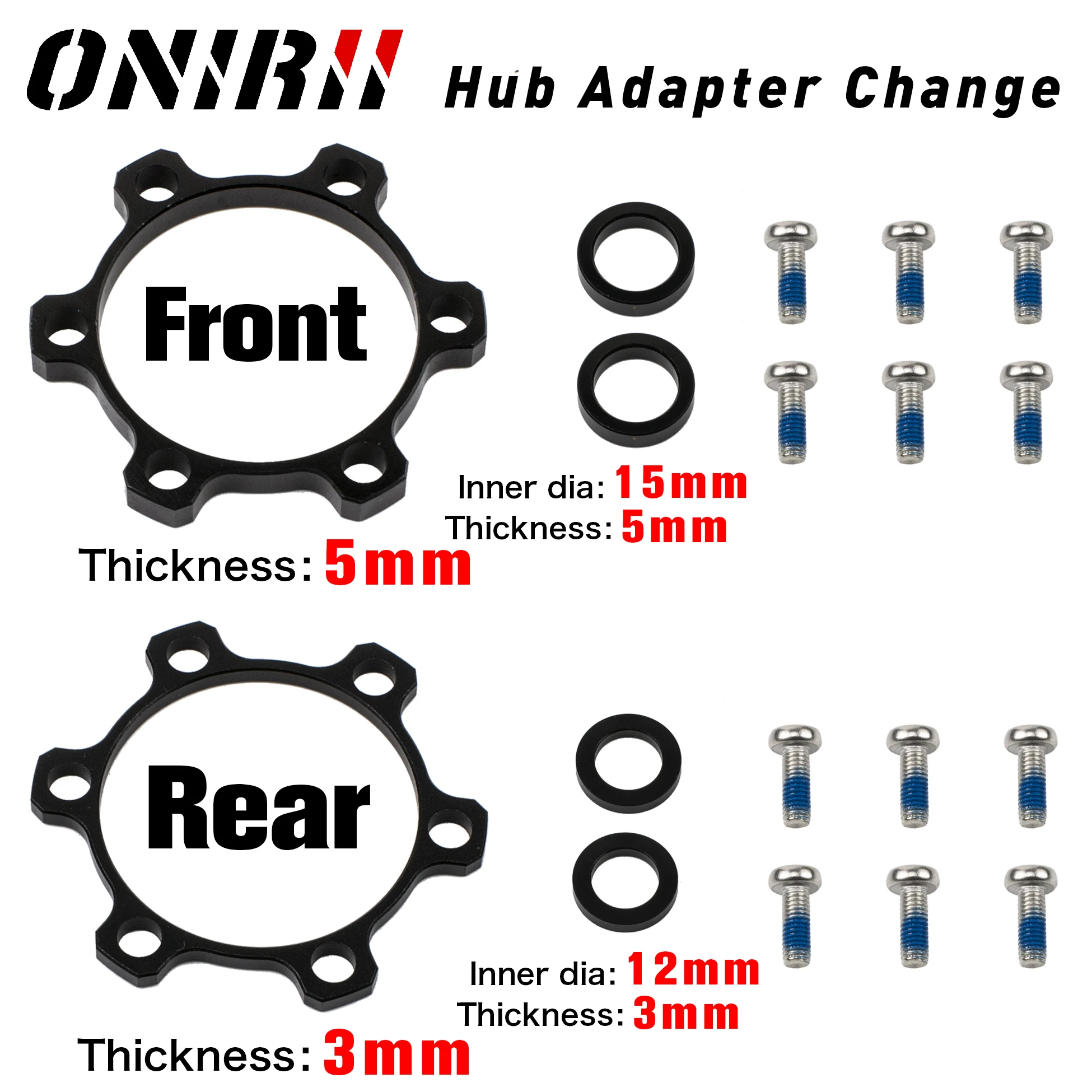 

ONIRII Bike Hub Adapter Boost Change 12x142 to 148 15x100 to 110mm Bicycle Front Rear Spacer Washer 6 Bolt Axle 15mm 12mm