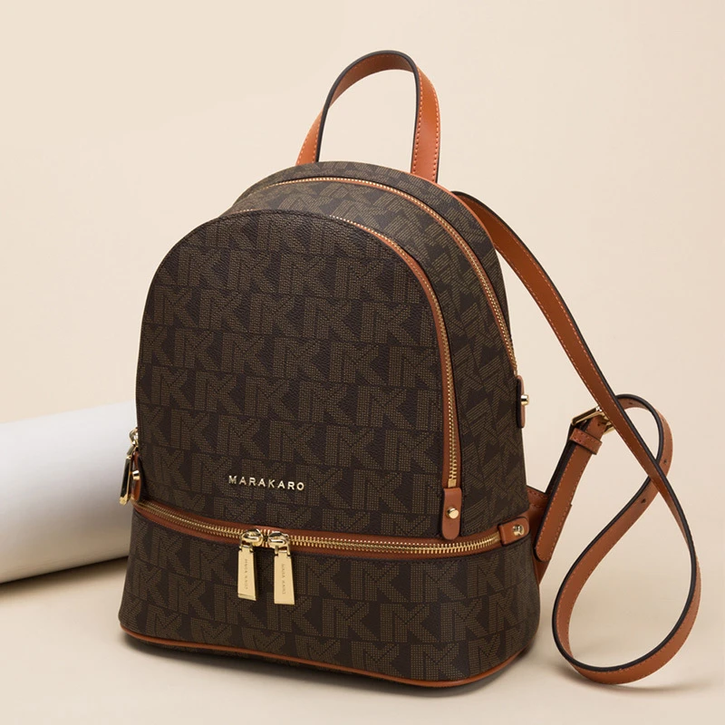 Luxury Designer Women Letter Printing Leather Backpack Lady Travel