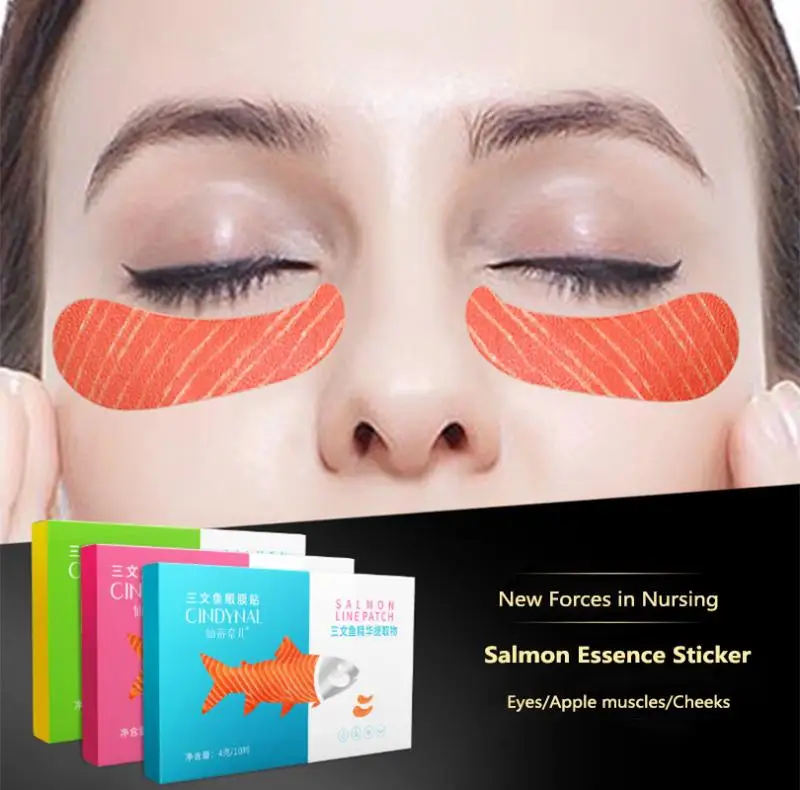 

10pairs/box Salmon Eye Cheek Mask Essence Fine Lines Firming Anti-aging Cheekbones Eye Sticker Moisturizing Face Care TSLM2