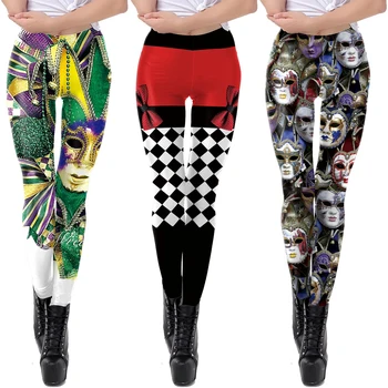 

2020 New Sexy Girl Pencil Pant Clown Mask Harley Quinn Joker 3D Prints Elastic Slim Fitness Workout Women Leggings