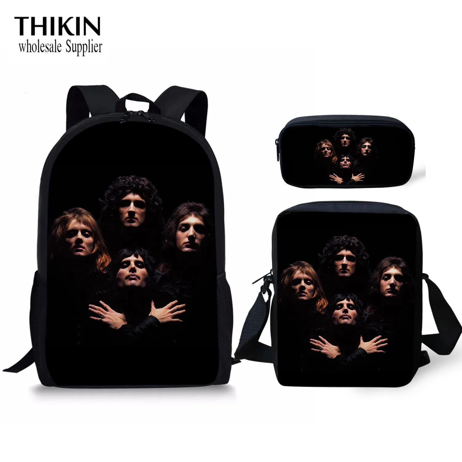 Детский Школьный рюкзак THIKIN Classic Band queen Rock Band с принтом, 3 шт., 16 дюймов, школьные сумки для девочек-подростков, новые детские сумки - Цвет: as picture