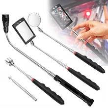 

Magnetic Telescopic Pickup Tool Adjustable Flexible Pick Up Stick 360° Swivel Square & Round Claw Led Light Inspection Mirror