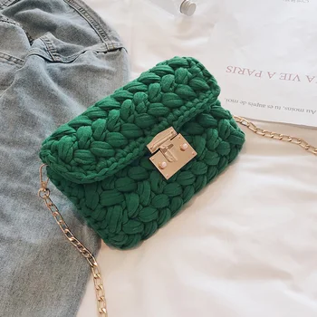 

Woven Knitting Crossbody Bags For Women Small Flap Cross Body Bag Lady Travel Messenger Shoulder Bag Female Handbags New