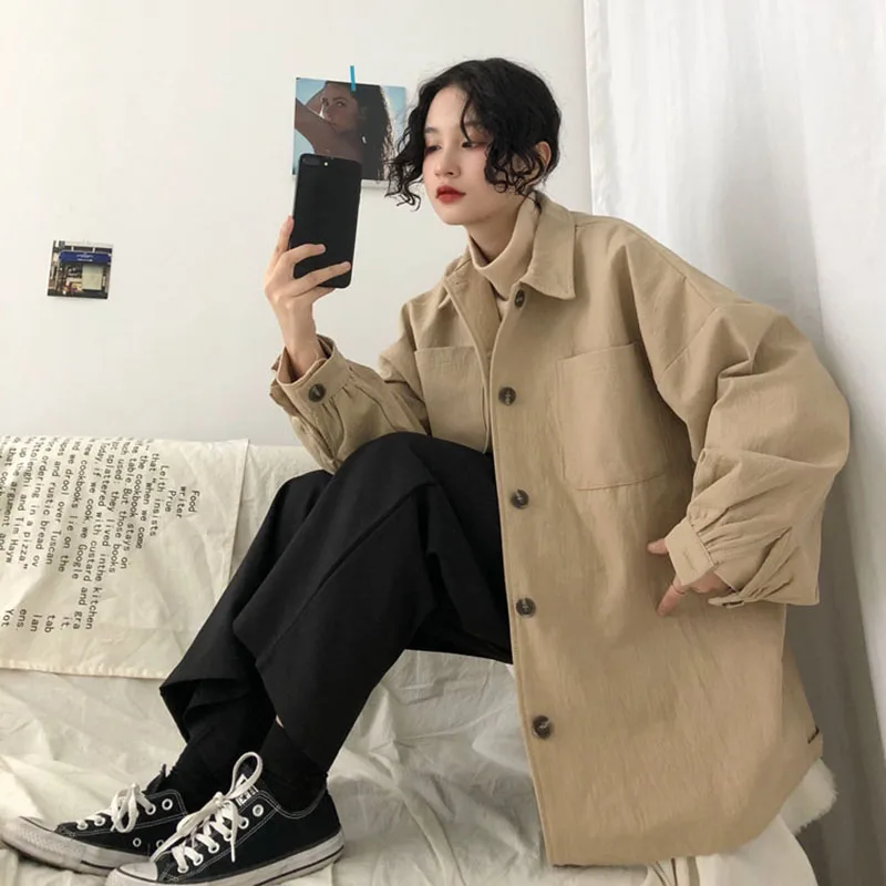 wonderful  High Street Women Outwear Oversize Stylish Jacket Plus Size Large Loose Single Breasted Long Sleeve