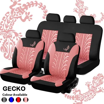 

4/9PCS Universal Car Seat Covers Set Cloth Gecko Engraving Pattern Auto Front Full Seat Protector Four Seasons