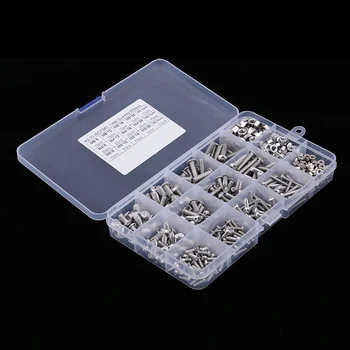 

500Pcs M3 M4 M5 Stainless Steel Hex Socket Head Cap Screws Nuts Kit with Plastic Box