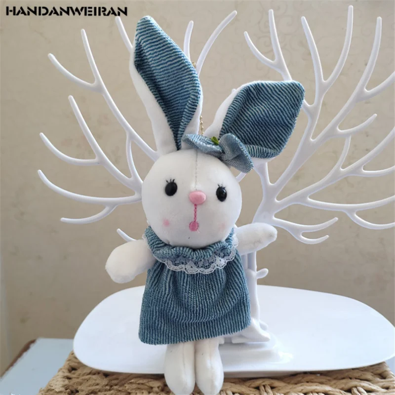 HANDANWEIRAN 1PCS New Holiday Gift Cute 12cm Rabbit Plush Toy PP Cotton Decorative Rabbit Pendant Girl Boy Christmas Gift