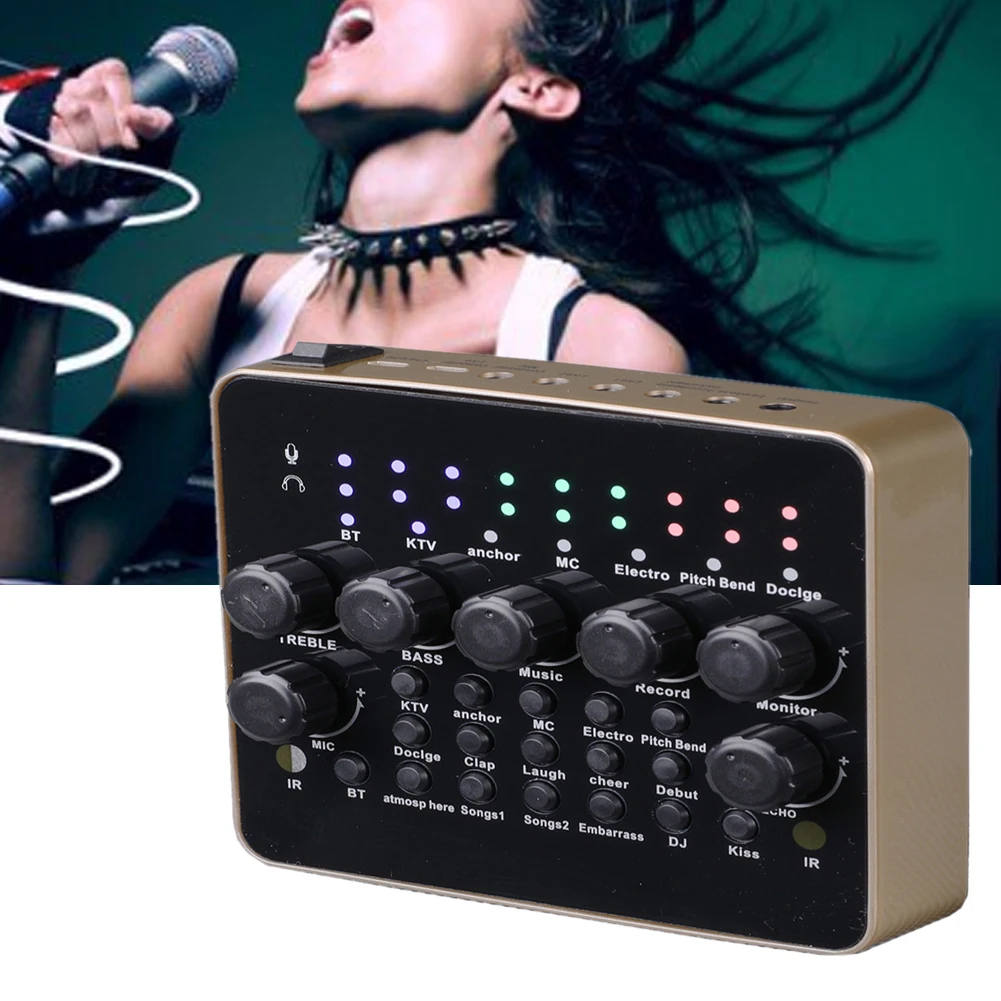 

Sound Card Microphone USB Port Recording Adjustable Mixer 3D Singing Mobile Phone External Audio Computer KTV Live Broadcast