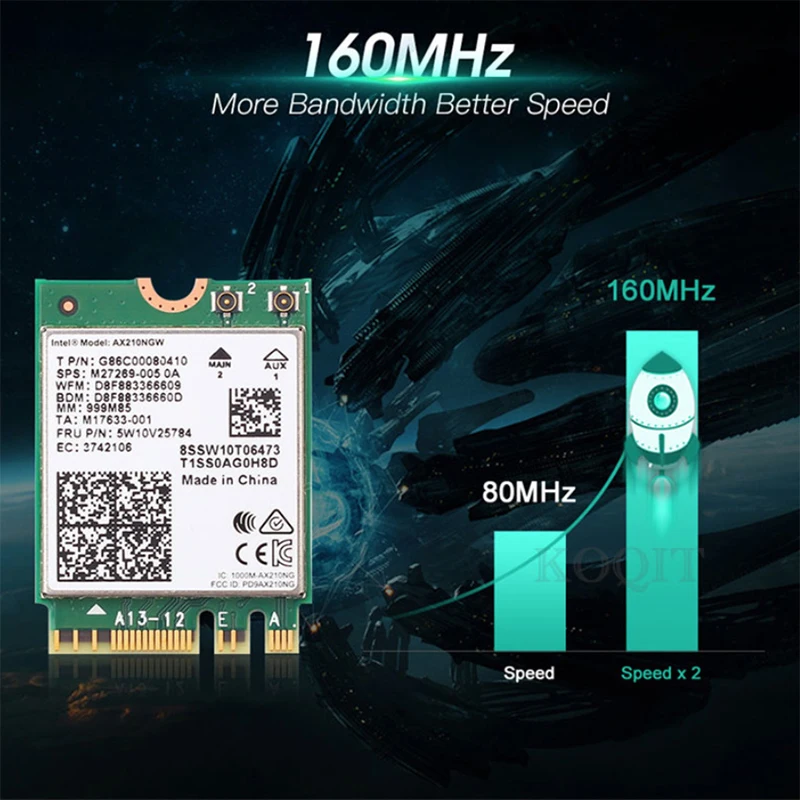 Intel Ax210 Ax210ngw Assassino 1675x Ax1675x Wi-fi 6e 802.11ax Banda Dupla 2.4g 5g 6g 5374mbps Bluetooth 5.2 m. Ngff Wi-fi Cartão Placas de rede - Imagem 3