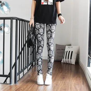 

YGYEEG Stretch Pants Leggings Women's Graffiti Stitching Leggings Stripe Print Pants Trousers Stretch Pants Plus Size Fitness