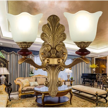 

European-style Classic Living Room Dining Room nightstand porch bronze zinc alloy retro wall lamp