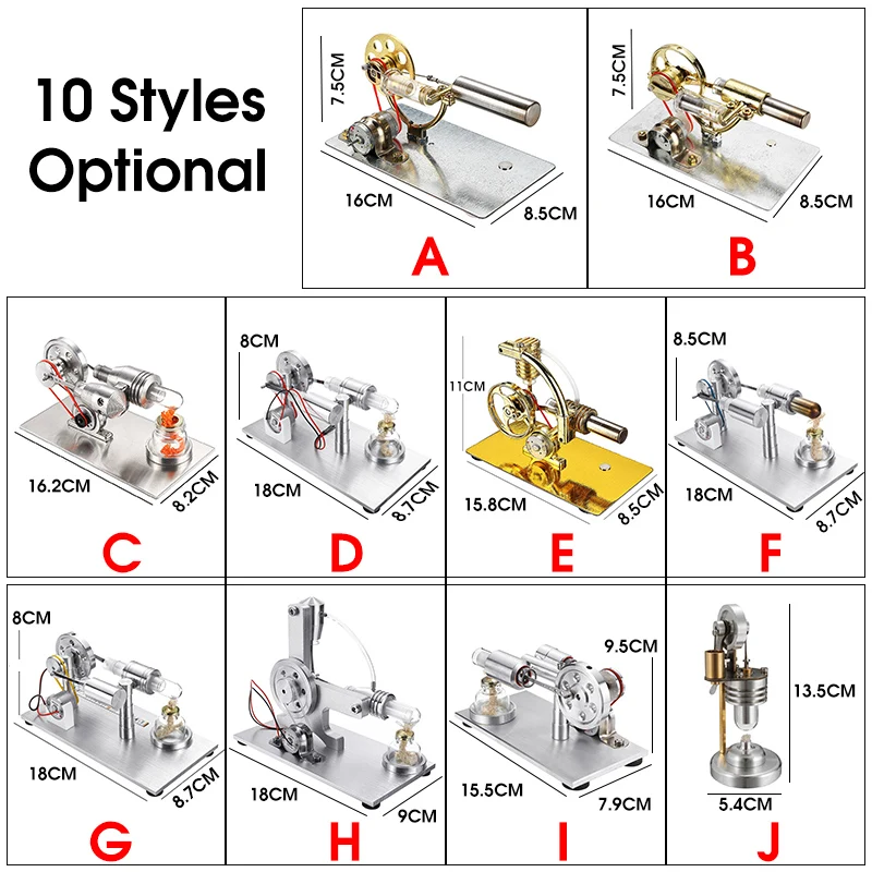

Hot 10 Type Micro DIY Stirling Engine Motor Model External Combustion Engine School Demonstration Learning Education Toy For Kid