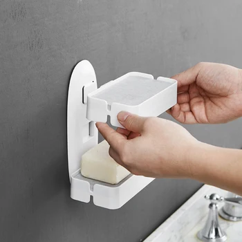 

Wall-Mounted Soap Box Diatomite Soap Dish Bathroom Toilet Kitchen Convenient Hygienic Non-Marking Storage Box Holder Case Shelf