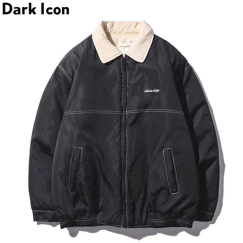 DARK ICON зимняя мужская куртка с отложным воротником большая для мужчин Толстая