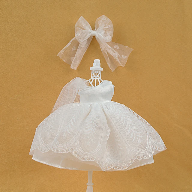 6 inch Bjd Doll Clothes For Dolls 16cm Toys Wedding Dress Spring Summer Autumn Winter Season Clothing Suit Furs For Girls 15cm Wed dress A