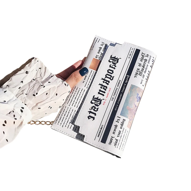 

Women Joker Messenger Bag Chain Shoulder Bag Personality Fashion Small Square Newspaper News Styling Bags Wholesale Bolso Mujer