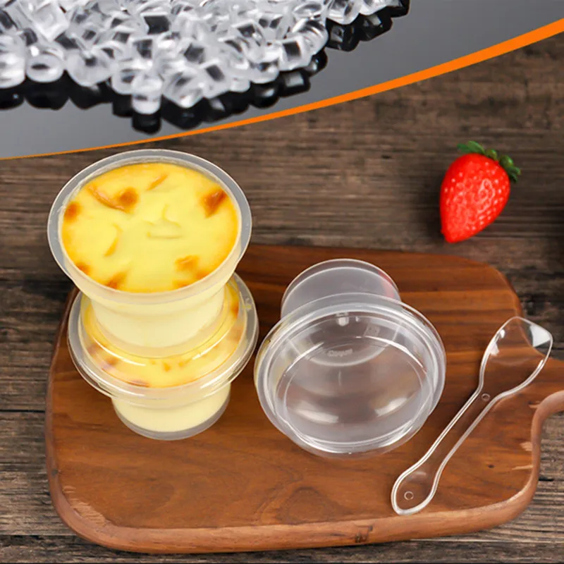 

50pcs HIgh quality transparent disposable pudding cup 90ml 100ml 200ml jelly ice cream dessert cake transaprent cup with lid