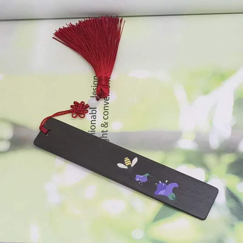 

Purple Sandalwood Wood Bookmark Chinese-style Creative Tassels Business Gift Office Gift Learning Stationery