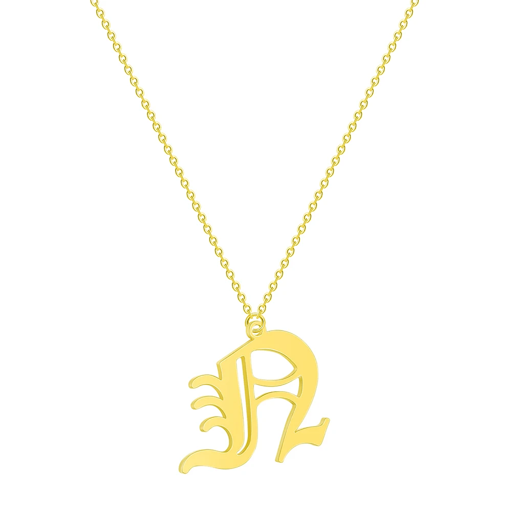 N QIMING Fashion Hip Hop Wood Letter P Pendant Necklace Men Luxury Brand Boho Gold Long Necklace Women Accessories - Окраска металла: N