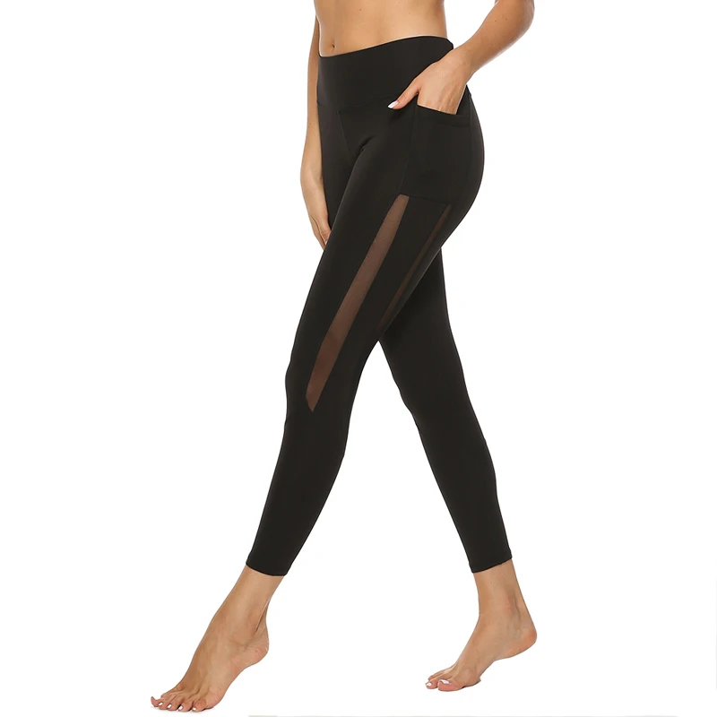 Seamless Leggings Side Mesh Yoga Pants With Pocket 2020 Women Athletic Pants Gym Workout Tights Leggings Sport Women Fitness