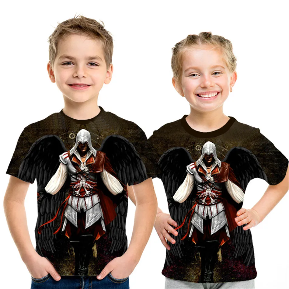 Летняя футболка с 3D принтом Assassins Creed для детей от 4 до 12 лет модная футболка с принтом аниме для мальчиков и девочек Детские футболки в стиле хип-хоп - Цвет: picture show NT-858