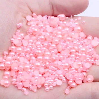 

Half Round Pearls Beads 1000pcs 12mm Many Colors Loose Imitation Flatback Crafts Glue On Resin Gems DIY Garments Supplies
