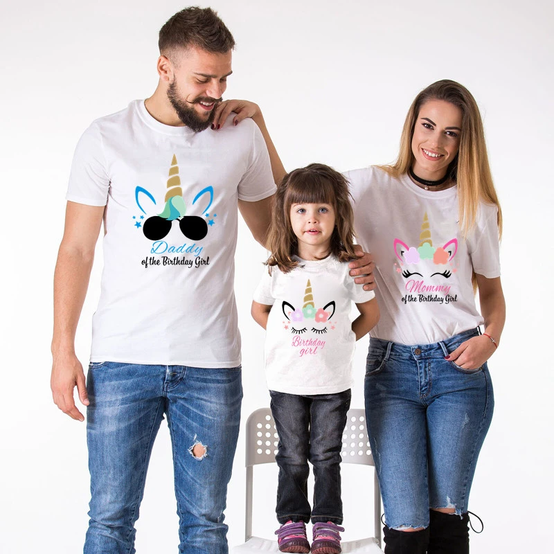 Ropa divertida a juego para Familia, camisetas de cumpleaños de unicornio para padre, madre, hija, hijo, niña, fiesta de verano|Trajes de familia| - AliExpress
