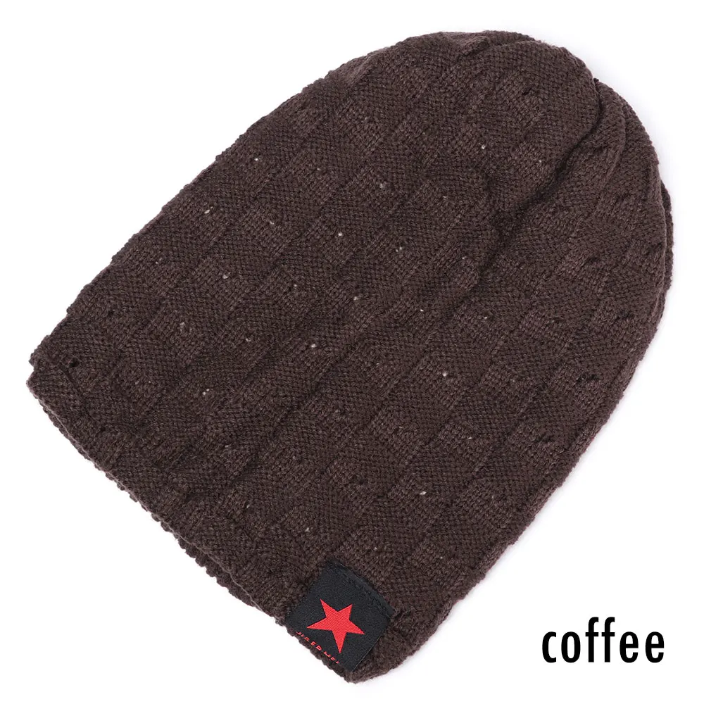 coffee 1 шт. Модный зимний теплый вязаный шапочки для женщин и мужчин мягкие не сужающиеся книзу мешковатые шапки повседневные унисекс с рисунком звезд Реверсивные шапки - Цвет: coffee