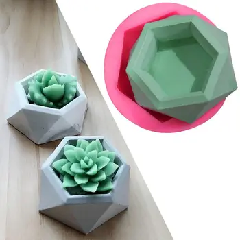 

Creative Silicone Mold Geometric Polygonal Concrete Flower Pot Vase Mould Office Decoration DIY Clay Cementsilica Silicones