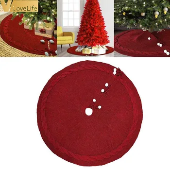 

Christmas Tree Skirt 48 Inches Cable Knit Knitted Thick Rustic Xmas Holiday Decoration Christmas Tree Mat Tree Decor
