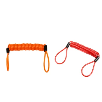 

2pcs Safety Anti Thief Motorcycle Disc Wheel Brake Alarm Fishing Cable Lock Disc Brake 1.5m - Red + Orange