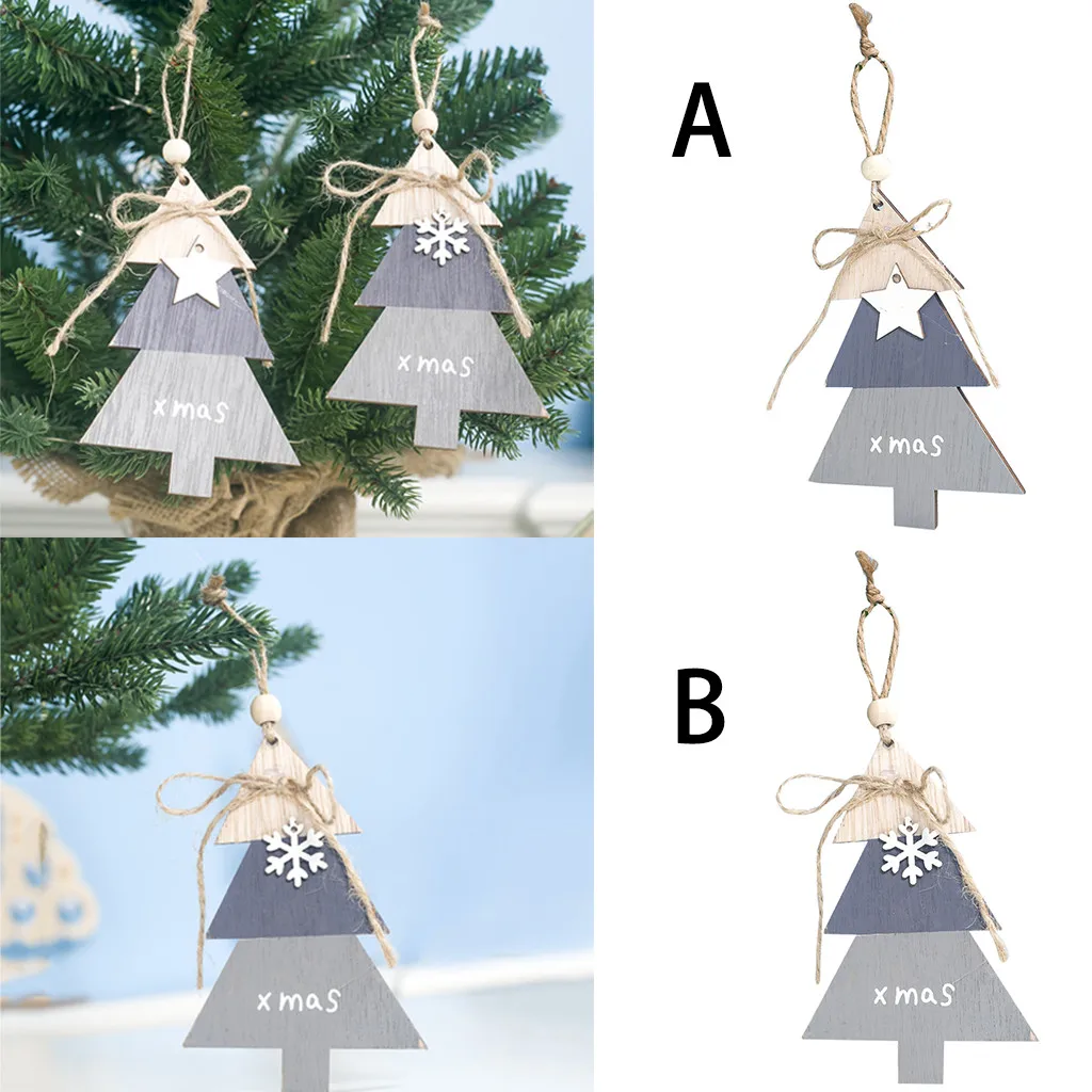 Xmas Letter Doodle Christmas Baubles Wooden Tree Shape Small Plaque goods Hanging Ornament decoration | Дом и сад