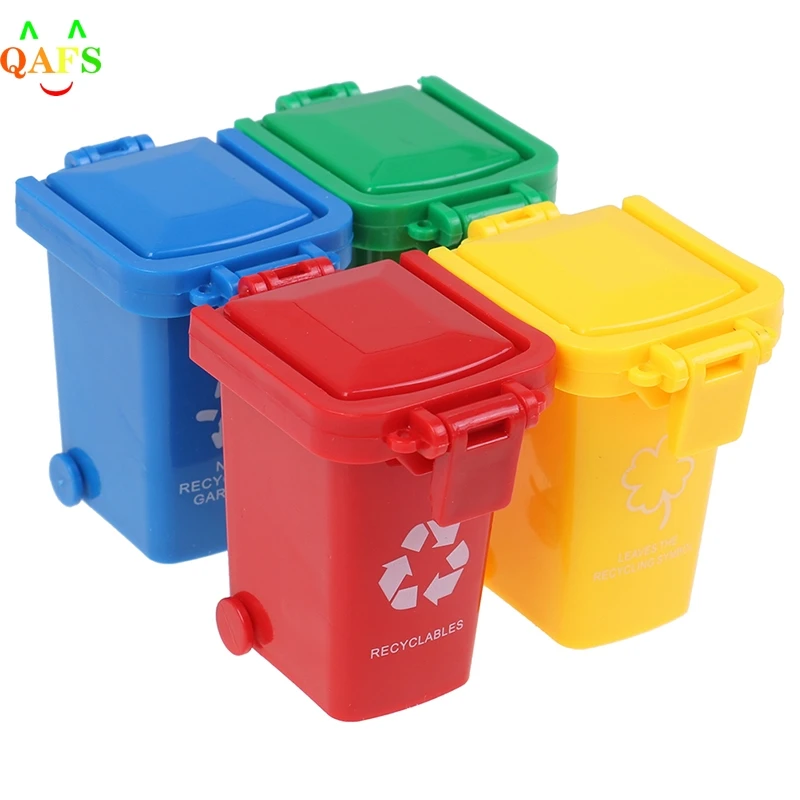 4pcs Simulation 112 Dollhouse Mini Trash Can Toy Garbage Truck Cans