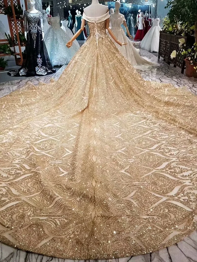Винтажное свадебное платье с открытыми плечами и блестками, Элегантное свадебное платье трапециевидной формы с королевским шлейфом на шнуровке, Vestidos De Novia Boda