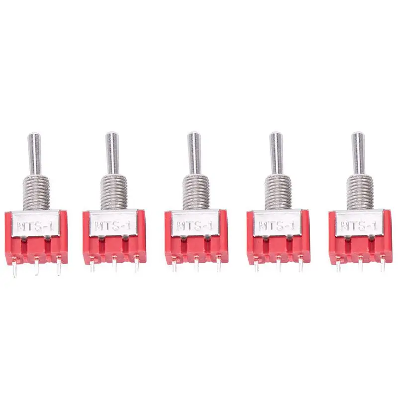5 x Мини Мгновенный(ВКЛ) ВЫКЛ(ВКЛ) тумблер модель Railway SPDT 12 V, серебристый