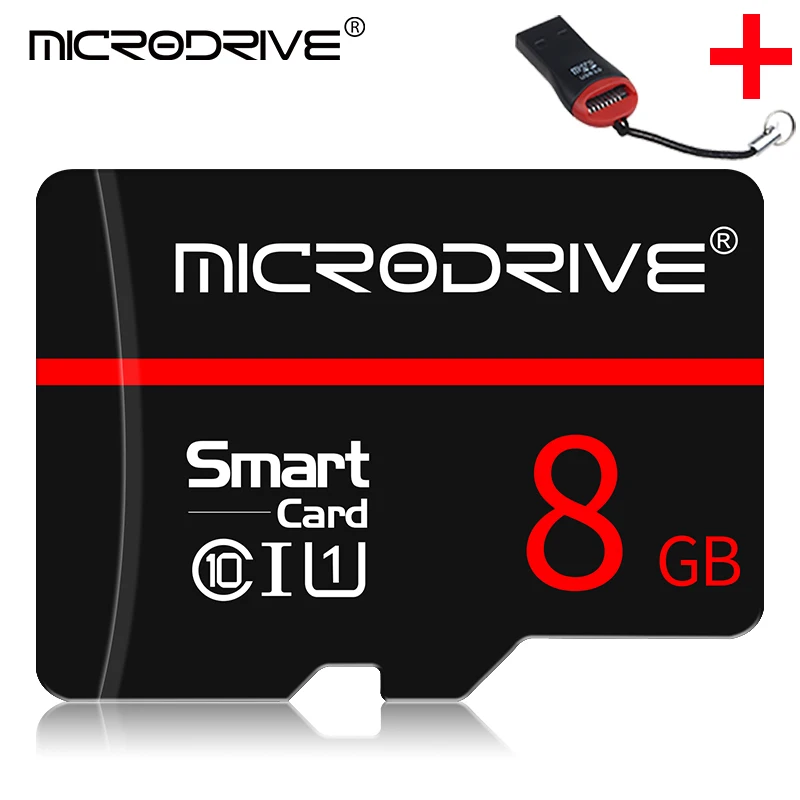 8G and Card Reader Класс 10 Черная карта памяти 4 ГБ 8 ГБ 16 ГБ 32 ГБ Micro SD-карта 64 ГБ Tarjeta microsd 32 ГБ Мини-флешка TF карта с бесплатным адаптером - Емкость: 8G and Card Reader