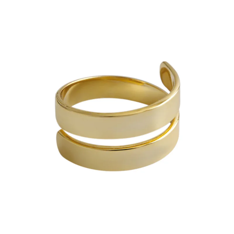 SHANICE 925 пробы Серебряное Открытое кольцо INS niche простые двойные гладкие кольца индивидуальные универсальные Регулируемые кольца для женщин