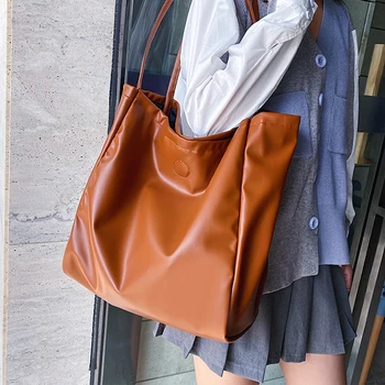 

Casual Large Capacity Handbags Women Pu Leather Shoulder Bags For Women Fashion Solid Color Totes Bag Female Handbags 2019 New