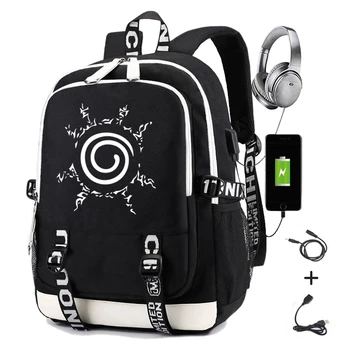 

Naruto Backpack for Boys Girls School Bag with Usb Charging Printing Sharingan Logo Student Laptop Travel Backpack for Men