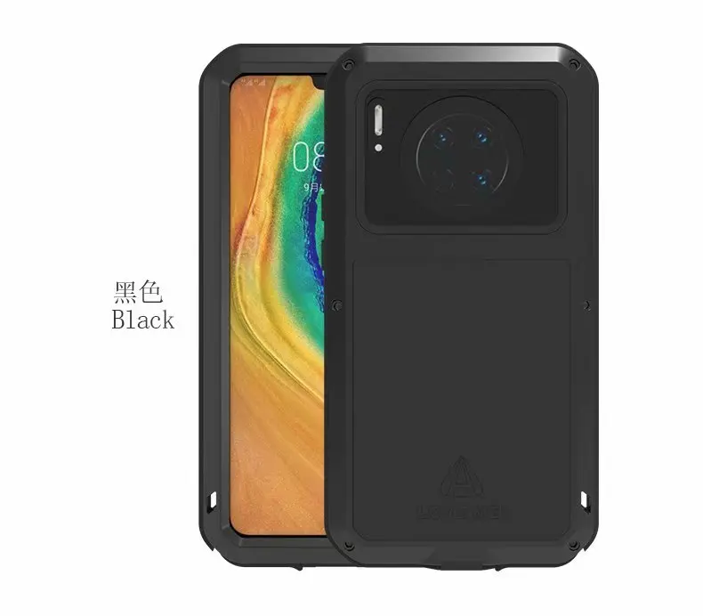 Сверхпрочный защитный чехол LOVE MEI для huawei mate 30 Doom Armor Алюминиевый металлический чехол противоударный чехол для huawei mate 30 - Цвет: Black