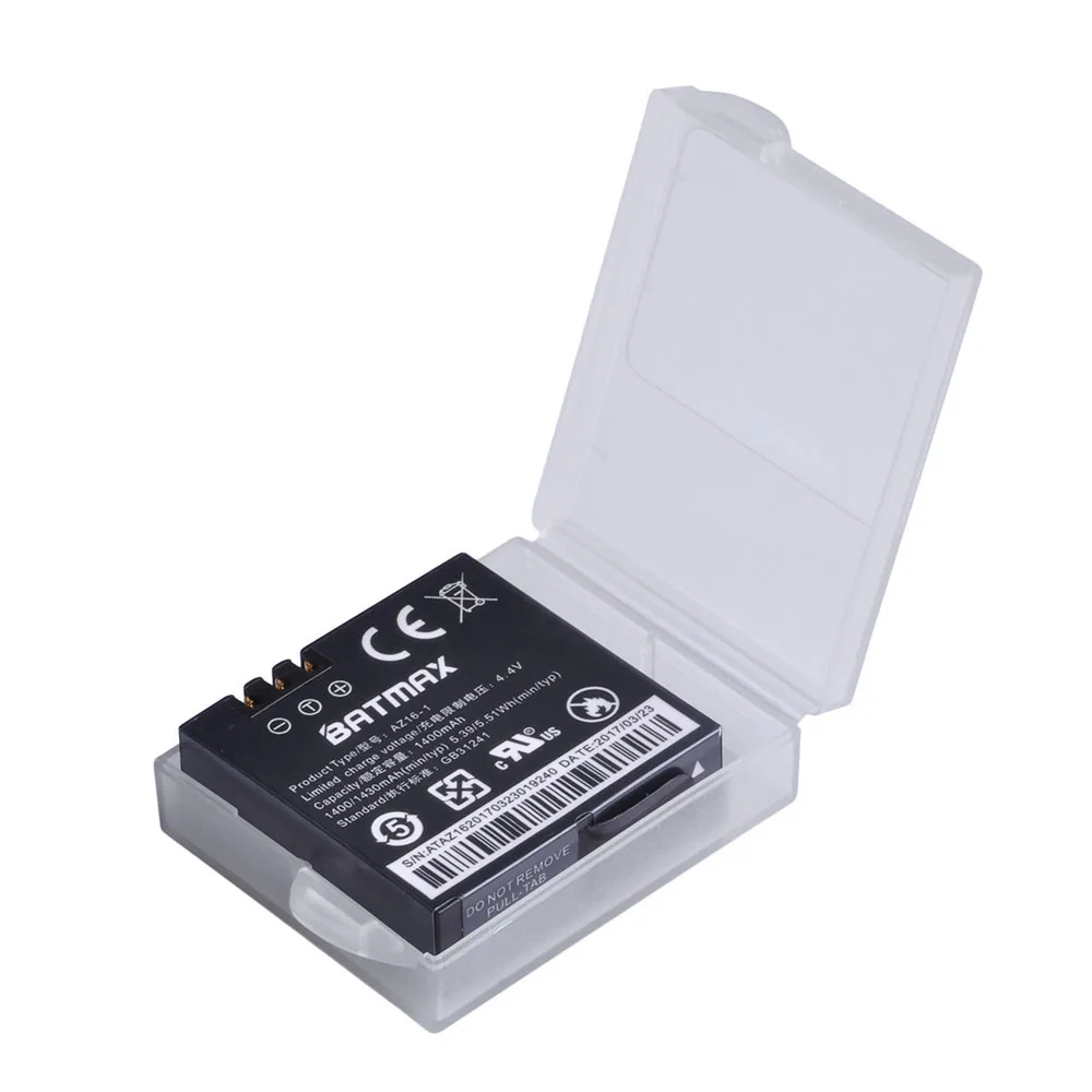 2 шт 3,85 v 1400mAH Xiaomi YI 4K батареи AZ16-1 батарея для оригинальной Xiaomi Yi 4K экшн-камеры аккумуляторная батарея