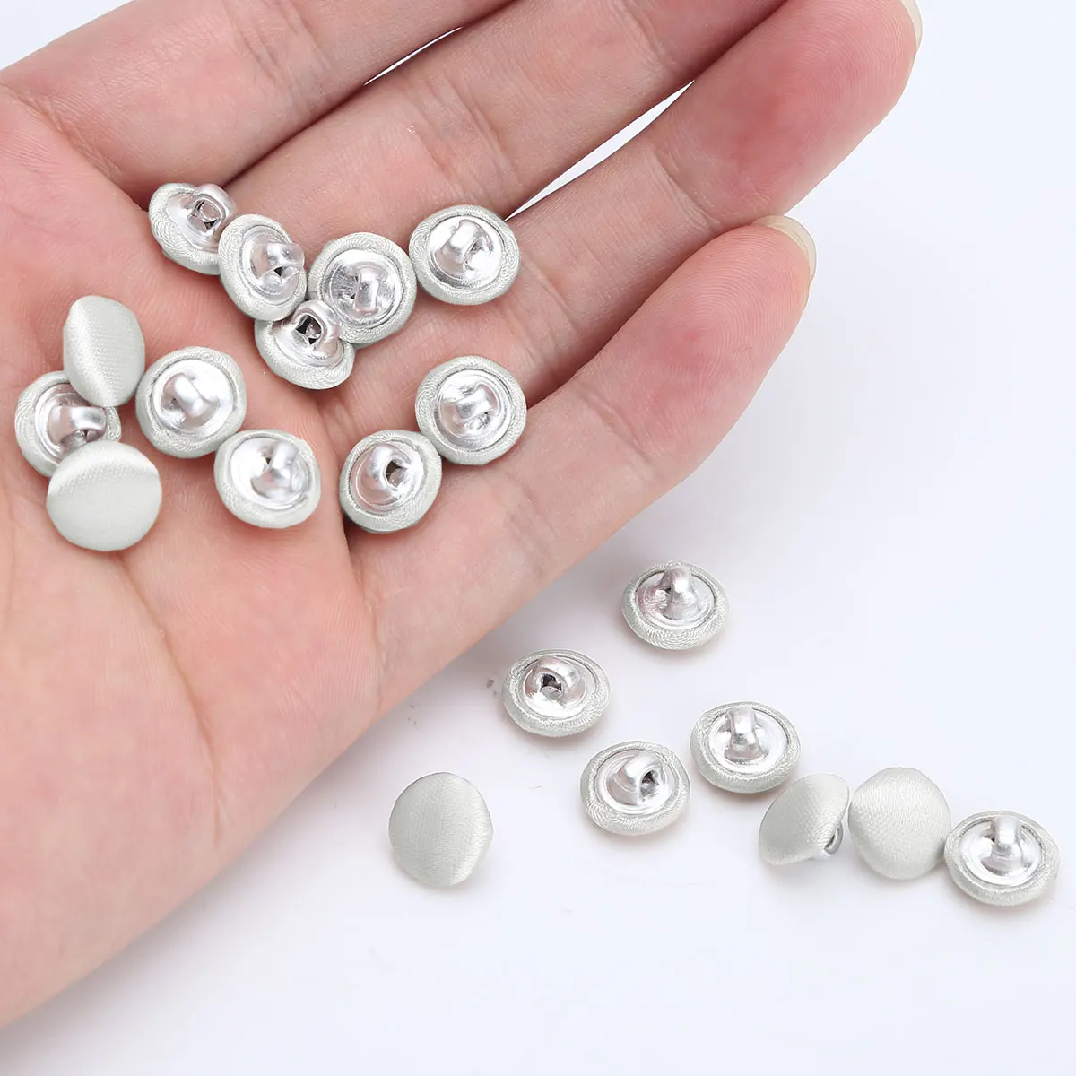 20 10mm Botones DIY Smooth Satin Covered Metal Shank Buttons US Stock Sewing Fasteners for Tuxedo Suits Bridal Gowns Decoration 5