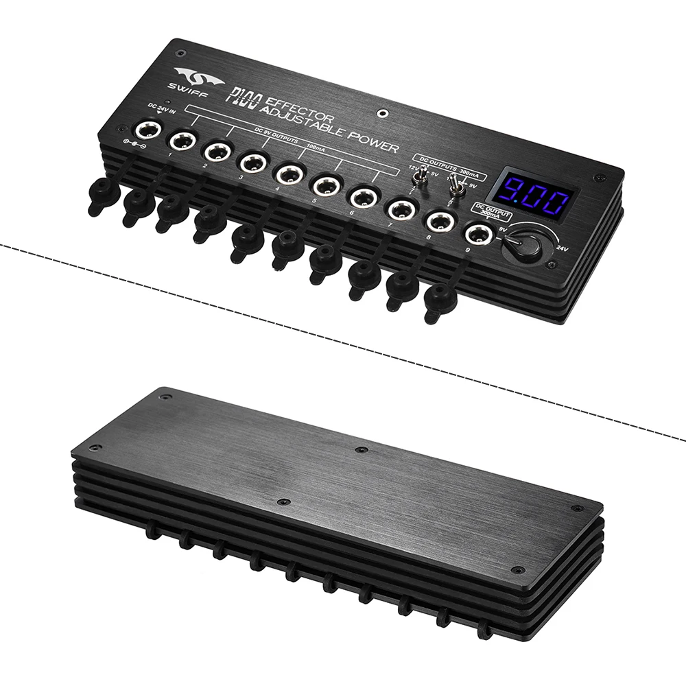 

SWIFF Mini Guitar Effect Power Supply Station 9 Isolated DC Outputs 9V 12V Adjustable Voltage 9-24V for Guitar Effects