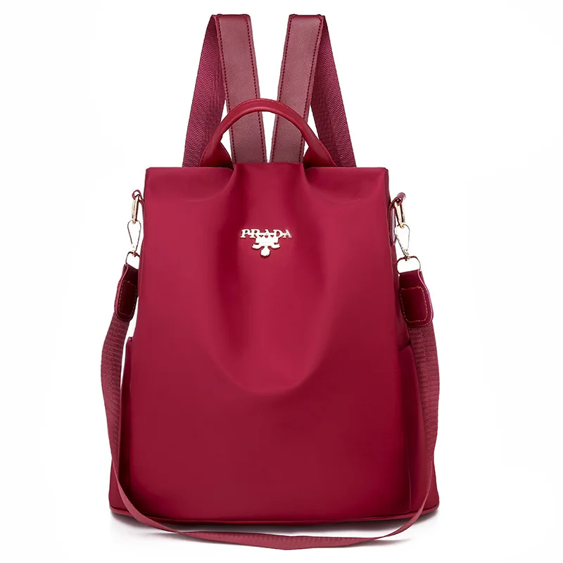 

2020 New Ladies Simple and Versatile Oxford Cloth Anti-theft Backpack Large Capacity Solid Color Multifunctional School Bags