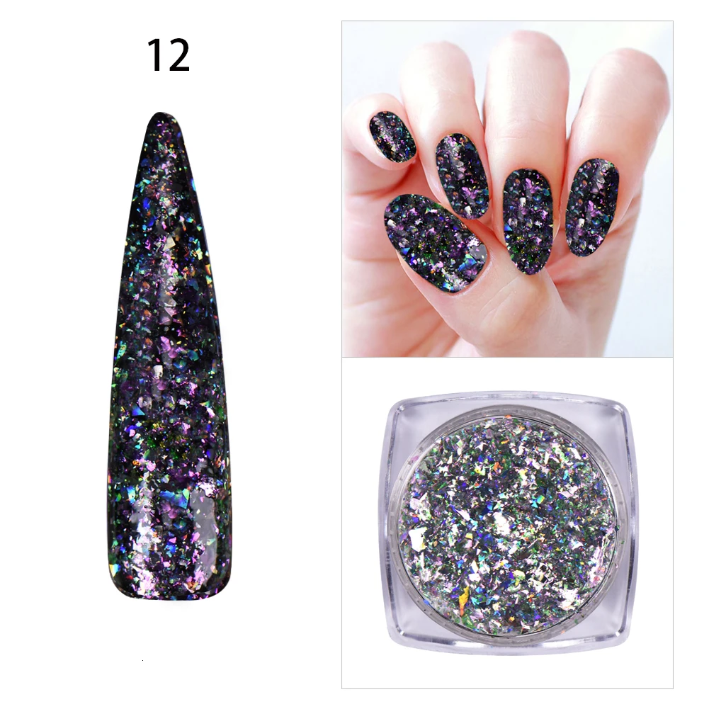 BEAUTYBIGBANG 0,2 г пудра с пайетками Хамелеон неровный коралловый лак для ногтей Блестки для маникюра украшения для ногтей - Цвет: 12
