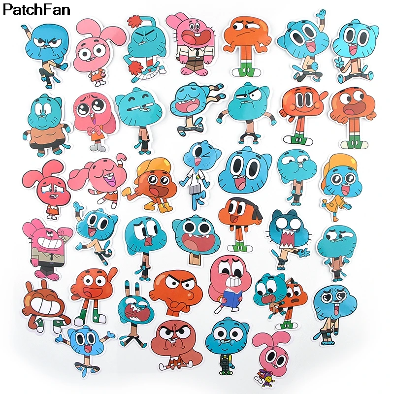 Patchfan 39 шт. удивительный мир Gumball художественный принт домашний Декор настенный ноутбук телефон багаж ноутбук Скрапбукинг наклейка A2631