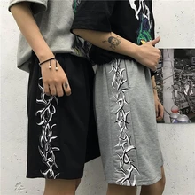 New Hot Shorts Men's Summer Wear Hip-hop Tide Wild Harajuku Simple Printed Straight Loose High Waist Casual Five-point Pants